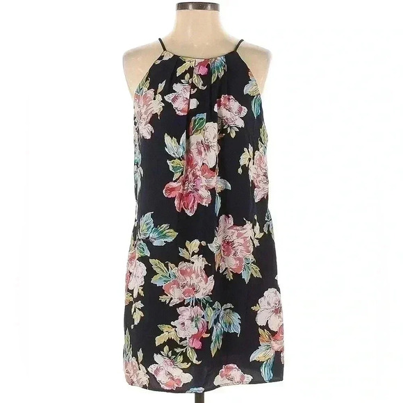 Monteau Black Floral Halter Swing Dress - Picture 1 of 7